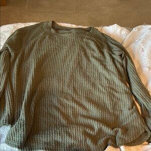 Olive Green Waffle Sweater